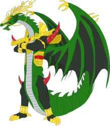 Size: 2291x2618 | Tagged: safe, artist:crisostomo-ibarra, part of a set, oc, oc only, oc:dai shen long, dragon, armband, armor, chinese dragon, colored sclera, crossed arms, dragon lord, dragon oc, male, red sclera, simple background, solo, transparent background