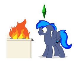 Size: 8138x6713 | Tagged: safe, artist:blue-vector, oc, oc only, oc:proffy floyd, pegasus, pony, cooking, fire, male, plumbob, stallion, stove, the sims