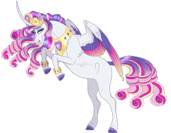 Size: 1177x919 | Tagged: safe, artist:bijutsuyoukai, oc, alicorn, pony, colored wings, female, magical lesbian spawn, mare, multicolored wings, offspring, parent:princess cadance, parent:rarity, parents:raridance, rearing, solo, wings