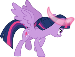 Size: 1032x774 | Tagged: safe, artist:frownfactory, twilight sparkle, twilight sparkle (alicorn), alicorn, pony, the beginning of the end, female, glowing horn, horn, magic, mare, simple background, solo, transparent background, vector, wings