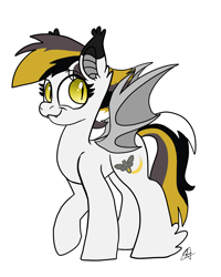 Size: 2000x2500 | Tagged: safe, artist:katyusha, bat pony, pony, bat wings, female, multicolored hair, wings