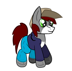 Size: 5008x4961 | Tagged: safe, artist:khaki-cap, oc, oc only, oc:khaki-cap, 2020 community collab, cap, clothes, derpibooru community collaboration, earth pony oc, hat, hoodie, jeans, pants, plush pony, plushie, simple background, solo, toy, transparent background