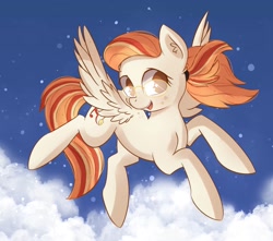 Size: 1864x1647 | Tagged: safe, artist:autumnvoyage, oc, oc only, oc:feather flicker, pegasus, pony, cloud, flying, glasses, sky