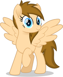 Size: 1883x2296 | Tagged: safe, artist:peahead, oc, oc only, oc:stellar winds, pegasus, pony, blue eyes, female, folded wings, looking at you, mare, movie accurate, simple background, smiling, solo, standing, transparent background, vector, wings