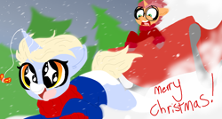 Size: 1980x1060 | Tagged: safe, artist:nootaz, oc, oc:game guard, oc:nootaz, christmas, holiday