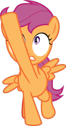 Size: 3000x5715 | Tagged: safe, artist:sollace, scootaloo, pegasus, pony, the last crusade, .svg available, bound together, cute, cutie mark crusaders, female, filly, foal, raised leg, simple background, solo, tied, transparent background, vector