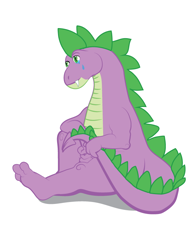 Size: 612x792 | Tagged: safe, artist:samoht-lion, spike, dragon, crying, male, simple background, sitting, solo, white background