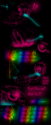 Size: 1200x2900 | Tagged: safe, artist:didun850, oc, oc only, oc:chase, earth pony, pony, comic:ask chase the pony, collar, comic, dialogue, earth pony oc, exclamation point, glowing eyes, interrobang, leash, lineart, male, question mark, shadow pony, stallion