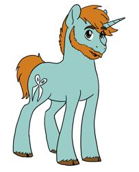 Size: 2679x3300 | Tagged: safe, artist:phobicalbino, snips, pony, unicorn, beard, cloven hooves, facial hair, male, older, older snips, simple background, solo, stallion, white background