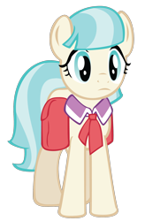 Size: 1300x1980 | Tagged: safe, artist:fluttershyelsa, coco pommel, earth pony, pony, rarity takes manehattan, cocobetes, cute, female, frown, hnnng, mare, saddle bag, simple background, solo, transparent background, vector