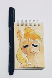 Size: 1375x2048 | Tagged: safe, artist:raph13th, applejack, earth pony, pony, traditional art, watercolor painting