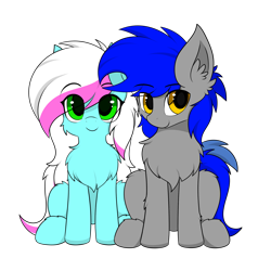 Size: 1900x1900 | Tagged: safe, artist:llhopell, oc, oc only, oc:hope(llhopell), oc:soffy, earth pony, pegasus, pony, 2020 community collab, cheek fluff, chest fluff, derpibooru community collaboration, ear fluff, female, hoffy, simple background, transparent background