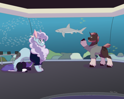 Size: 1280x1024 | Tagged: safe, artist:itstechtock, oc, oc only, oc:tech tock, draconequus, pony, shark, unicorn, aquarium, clothes, glasses, male, shirt, stallion