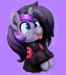 Size: 2130x2432 | Tagged: safe, artist:aemantaslim, oc, oc only, oc:purple flame, pony, unicorn, :p, clothes, cute, digital art, headphones, headset, hoodie, male, silly, smiling, solo, stallion, standing, tongue out