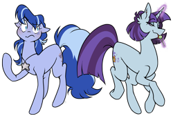 Size: 1200x808 | Tagged: safe, artist:egophiliac, oc, oc only, oc:killi thaum, oc:topaz pirouette, earth pony, pony, unicorn, duo, female, mare, simple background, transparent background