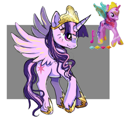 Size: 1741x1624 | Tagged: safe, artist:peachesandcreamated, twilight sparkle, twilight sparkle (alicorn), alicorn, pony, abstract background, crown, female, hoof shoes, irl, jewelry, mare, photo, regalia, smiling, toy, toy interpretation