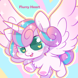 Size: 800x800 | Tagged: safe, artist:snow angel, princess flurry heart, alicorn, pony, baby, baby pony, chest fluff, cute, female, filly, flurrybetes, flying, foal, heart, heart eyes, heart hoof, solo, sparkles, underhoof, wingding eyes