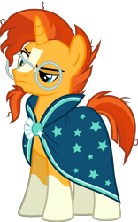 Size: 3381x5423 | Tagged: safe, artist:drakizora, sunburst, pony, unicorn, the times they are a changeling, clothes, glasses, male, robe, simple background, skeptical, socks (coat marking), solo, stallion, sunburst's glasses, sunburst's robe, transparent background, vector