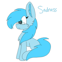 Size: 1378x1378 | Tagged: safe, oc, pony, blue eyes, blue fur, female, filly, glasses, mare, sadness