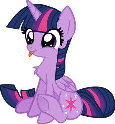 Size: 679x732 | Tagged: safe, artist:crystalmagic6, artist:liaaqila, twilight sparkle, twilight sparkle (alicorn), alicorn, pony, :p, chest fluff, cute, female, fluffy, happy, inkscape, mare, raspberry, silly, simple background, sitting, smiling, solo, tongue out, transparent background, twiabetes, twily, vector