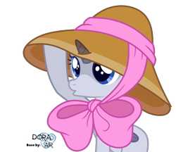 Size: 2948x2544 | Tagged: safe, artist:doraair, oc, alicorn, pony, alicorn oc, base, bow, duckface, hat, simple background, solo, sun hat, transparent background