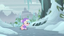 Size: 1920x1080 | Tagged: safe, screencap, cozy glow, pegasus, pony, frenemies (episode), clothes, female, filly, snow, solo