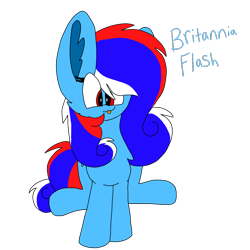 Size: 1378x1378 | Tagged: safe, artist:circuspaparazzi5678, oc, earth pony, pony, blue fur, britannia flash, british, cute, red blue white hair, red eye color