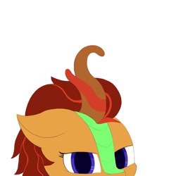 Size: 894x894 | Tagged: safe, artist:shoophoerse, oc, oc:magma flow, kirin, aura, head, kirin oc, looking at you, menacing, simple background, solo, white background