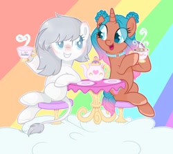 Size: 950x842 | Tagged: safe, artist:sacrifice02, oc, pony, unicorn, colorful, cutie mark, food, magic, ocean, tea