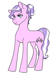 Size: 2400x3300 | Tagged: safe, artist:phobicalbino, diamond tiara, earth pony, pony, female, hair bun, mare, older, older diamond tiara, simple background, solo, white background