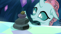 Size: 1920x1080 | Tagged: safe, screencap, ocellus, changedling, changeling, uprooted, female, rock, solo, stacking