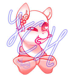 Size: 450x500 | Tagged: safe, artist:thanhvy15599, oc, oc only, auction, bow, candy, candy cane, commission, community related, cute, food, heart eyes, holly, one eye closed, solo, wingding eyes, wink, ych sketch, your character here