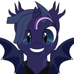 Size: 7000x7000 | Tagged: safe, artist:shadowdashthebat, oc, oc:midnight hope, alicorn, bat pony, bat pony alicorn, pony, alicorn oc, alternate universe, bat pony oc, broken horn, clothes, horn, scar, solo