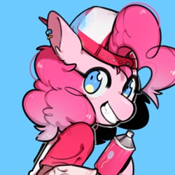 Size: 512x512 | Tagged: safe, artist:snowillusory, derpibooru import, pinkie pie, earth pony, pony, hat, solo, spray paint