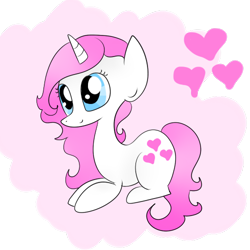 Size: 500x500 | Tagged: safe, artist:wisheslotus, oc, oc only, pony, unicorn, female, heart, horn, mare, prone, solo, unicorn oc