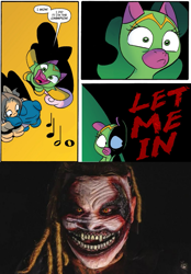 Size: 775x1115 | Tagged: safe, cheerilee, pony, bray wyatt, dredlocks, exploitable meme, mask, meme, sports, surprise entrance meme, the fiend, wrestling, wwe