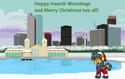 Size: 711x450 | Tagged: safe, earth pony, pony, christmas, city, denver, hearth's warming, holiday, pony town