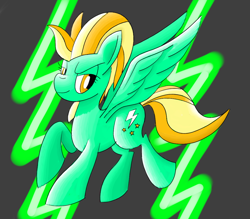 Size: 1010x883 | Tagged: safe, artist:notadeliciouspotato, lightning dust, pegasus, pony, female, mare, smiling, solo, spread wings, wings