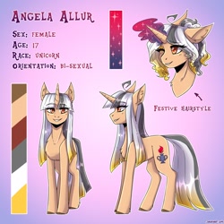 Size: 1700x1700 | Tagged: safe, artist:serodart, oc, oc:angela allur, pony, unicorn, looking at you, reference, solo