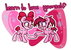 Size: 1500x1057 | Tagged: safe, artist:lou, earth pony, pony, crossover, heart, pink, ponified, positive ponies, self love, self ponidox, spinel (steven universe), steven universe