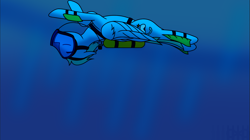 Size: 1720x964 | Tagged: safe, artist:infammosource, oc, oc:sea glow, pegasus, pony, air tank, flippers, full face mask, scuba, scuba diving, solo, story included, underwater