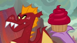 Size: 1280x720 | Tagged: safe, screencap, garble, spike, dragon, sweet and smoky, cupcake, food, male, wings