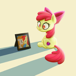 Size: 1063x1063 | Tagged: safe, artist:ikarooz, apple bloom, bright mac, pear butter, pony, bow, brightbutter, female, filly, hair bow, male, picture, shipping, solo focus, straight