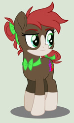 Size: 1024x1703 | Tagged: safe, artist:frostybases, artist:loveedovey, oc, oc:alizarin fruits, earth pony, pony, base used, bowtie, female, mare, simple background, solo