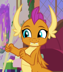 Size: 803x912 | Tagged: safe, screencap, smolder, dragon, the hearth's warming club, claws, cleaning, cropped, cute, dragoness, fangs, female, folded wings, horns, raised eyebrows, slit eyes, smolderbetes, solo, teenaged dragon, teenager, too cute, wings