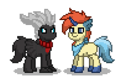 Size: 300x200 | Tagged: safe, artist:venombronypl, pony, darkrai, keldeo, pokémon, pony town, simple background