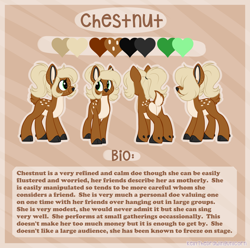 Size: 5200x5161 | Tagged: safe, artist:kellythedrawinguni, oc, oc only, oc:chestnut, deer, pony, commission, female, pale belly, reference, reference sheet, solo
