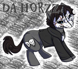 Size: 640x570 | Tagged: safe, artist:akie-tara, edit, editor:undeadponysoldier, oc, oc only, pony, unicorn, clothes, da kurlzz, hollywood undead, hoodie, male, mask, ponified, solo, stallion