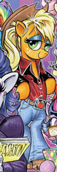 Size: 600x1810 | Tagged: safe, derpibooru import, idw, applejack, rarity, earth pony, pony, unicorn, spoiler:comic, clothes, costume, john travolta