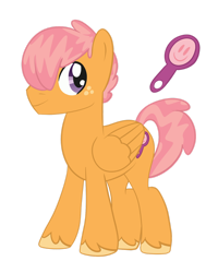 Size: 1280x1603 | Tagged: safe, artist:lightwolfheart, oc, oc:pollen grain, pegasus, pony, looking back, magical lesbian spawn, male, mirror, offspring, parent:babs seed, parent:scootaloo, parents:scootababs, show accurate, simple background, solo, stallion, transparent background